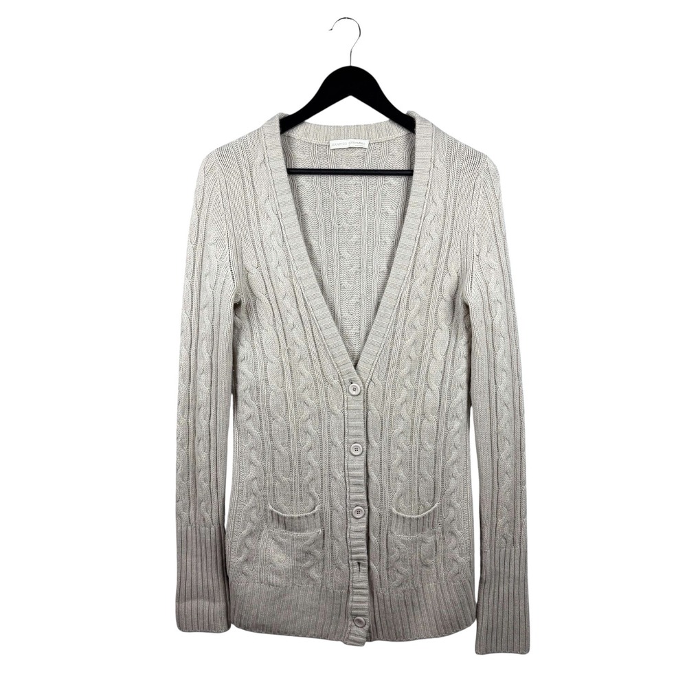 Manrico Cashmere Cable Knit‎ Cardigan Pockets 100% Cashmere Sz S, Made in Italy